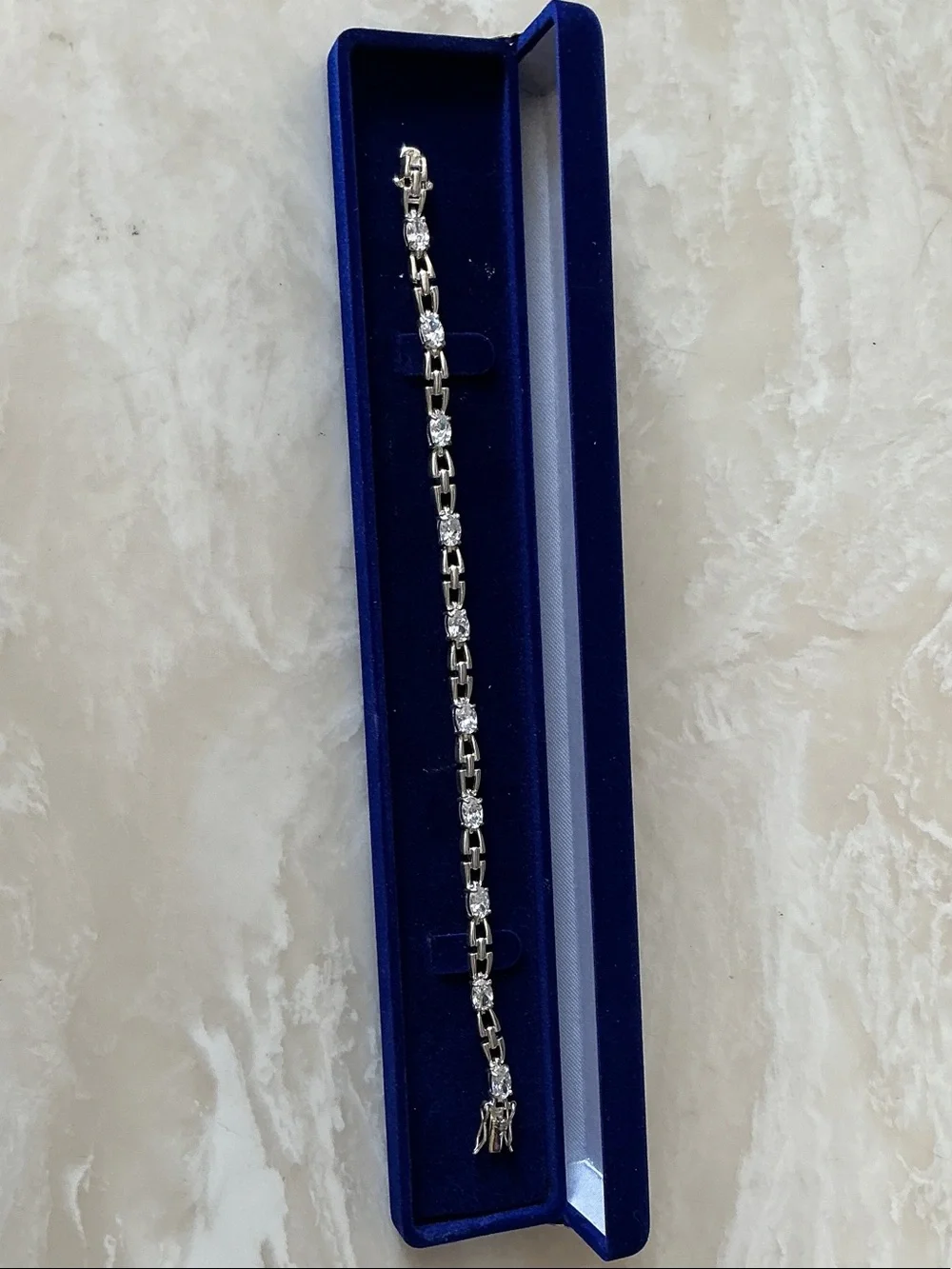 Silver-Tone Cubic Zirconia Link Bracelet - Clear Stones